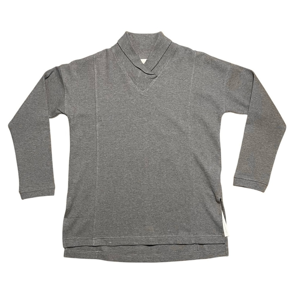 Poetry Wm’s Cotton Jersey Shawl Collar Tunic Top NWT In Dark Stone Sz 4